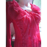 "Жатая" блузка ярко-розового цвета с рюшами, р.44-46