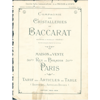 Каталог столовой посуды Baccarat 1903-1904гг, Франция, 179 стр.