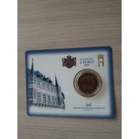 Монета Люксембург 2 евро 2005 Великий Герцог Анри и Великий Герцог Адольф BU БЛИСТЕР