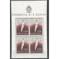 Спорт. Гимнастика. Сан-Марино. 1955. 1 малый лист. Michel N 526 (350,0 е)