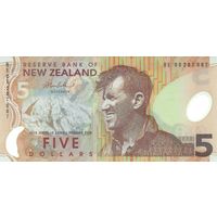 Новая Зеландия 5 долларов образца 2005 года UNC p185b