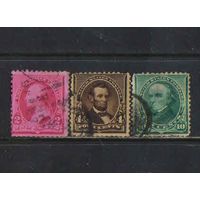 США 1890 Знаменитые американцы Джордж Вашингтон Авраам Линкольн Даниель Уэбстер #62,64,68