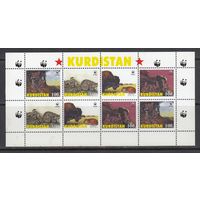Дикие кошки Животные WWF Фауна 1998 Курдистан MNH полная серия 4 м Х 2 ЛИСТ зуб