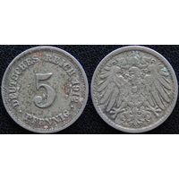 YS: Германия, Рейх, 5 пфеннигов 1912G, KM# 11 (1)