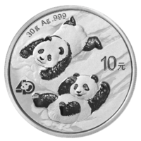 Китай, 10 юань, 2022г."Панда" монета серебро