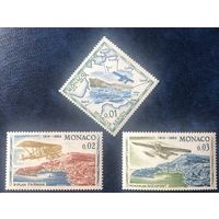 Монако. 1964 год. "50 лет первого авиаполета в Монако". Mi:MC 756-758, 761. MNH