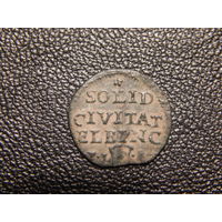 Шеляг (солид) Эльблонг 1763 г. Август III R2 распродажа с рубля