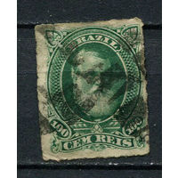 Бразилия - 1877/1878 - Император Бразилии Педру II - 100R - [Mi.42] - 1 марка. Гашеная.  (Лот 7DR)