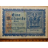 1 миллиард марок 1923 г. Германия, Дюссельдорф (-редкая-)
