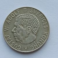 1 крона 1968 года. Швеция. Серебро 400. Монета не чищена. 24