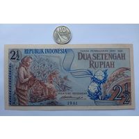 Werty71 Индонезия 2 1/2 рупии 1961 2,5 UNC Банкнота 1 1