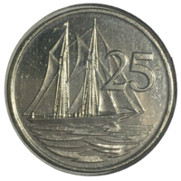 Каймановы острова 25 центов, 2005 (холдер) [AUNC]