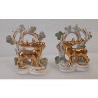 Статуэтки фарфоровые (2 штуки) золотые Олени, Германия