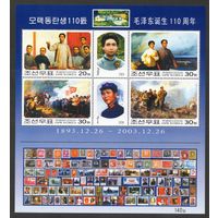 110 лет со дня рождения Мао Цзэдуна КНДР 2003 год 1 блок