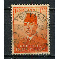 Индонезия - 1953 - Президент Сукарно 1,25R - [Mi.110] - 1 марка. Гашеная.  (Лот 45FB)-T25P9