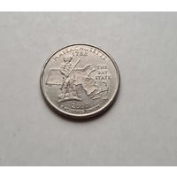 США 1/4 доллара (25 центов), 2000, Квотер штата Массачусетс, (USA Quater Dollar, 2000, Massachusetts )