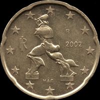 Италия 20 евроцентов 2002 г. КМ#214 (14-5)
