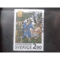 Швеция 1986 Фил. выставка 350 лет Шведской почте Михель-6,0 евро гаш