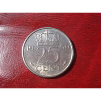 25 центов 1950 год Нидерланды