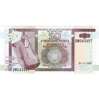 Бурунди, 50 франков, 2007 г., UNC