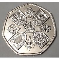 Великобритания 50 пенсов, 2022 Жизнь и наследие королевы Елизаветы II (5-7-140)