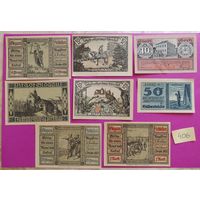 Боны Германия, 1920-1922 гг., комплект 8 шт. (от 10 пфеннигов до 1 марки)