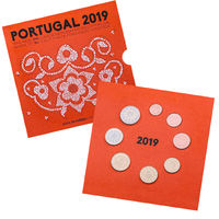 Португалия 2019 год. Официальный набор монет Евро в буклете "Керамика". BU, нечастый, тираж всего 8.000 шт.