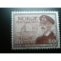 Норвегия 1947 300 лет почты, король Хаакон 7