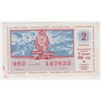 Лотерейный билет ДОСААФ 1988