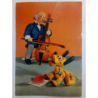 Винтажная открытка из ГДР, дедушка и собака Плуто