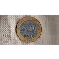 Доминиканская Республика 5 песо 2005/биметалл(dic)