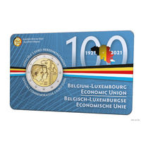 2 евро 2021 Бельгия 100 лет экономическому союзу Бельгии и Люксембурга BU Голландская версия