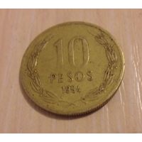 10 песо Чили 1994 г.в.