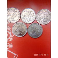 5 копеек 2002М,2004М,2007М, 2005,2007,2008 СП. Монеты РФ. Лот из 6 монет.