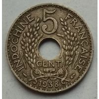 Индокитай Французский 5 сантимов 1938 г.