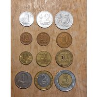 Набор центов и литов Литвы (1, 2, 5, 10, 20, 50). Всего 12 монет.