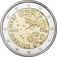 2 евро 2015 Финляндия 150 лет со дня рождения Яна Сибелиуса UNC