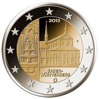 2 евро 2013 Германия J Федеральные земли Германии - Монастырь Маульбронн, Баден-Вюртемберг UNC из ролла