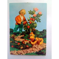 Винтажная открытка дедушка и собака Плуто
