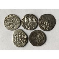 Монеты ЗОЛОТОЙ ОРДЫ 14 века хан УЗБЕК,ДЖАНИБЕК и БЕРДИБЕК (Данг, Дирхем 5 шт) ОТЛИЧНЫЕ
