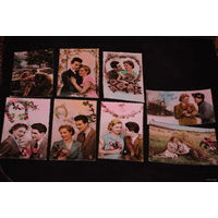 Сборная серия старинных открыток, по теме: "ЛЮБОВЬ в розовом цвете" - моя коллекция до 1945 года - антикварная редкость - цена за всё, что на фото, по отдельности пока не продаю!