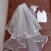 Фата невесты, бутоньерки, 2000-е. Перчатки невесты. фата винтаж