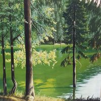 Картина Пейзаж холст масло, 90е