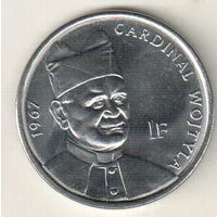 Конго 1 франк 2004 25 лет правления Иоанна Павла II /кардинал Войтыла, 1967/