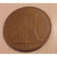 1 пенни Великобритания 1967 г.в.