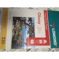 Фотобумага для печати Lomond 220 двухсторонняя глянцевая 50 листов А4
