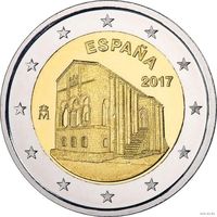2 евро 2017 Испания Церковь Санта-Мария-дель-Наранко в Овьедо UNC из ролла