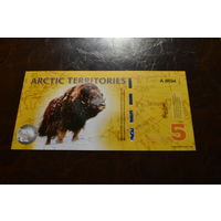Арктические территории (Арктика) 5 долларов образца 2012 года UNC