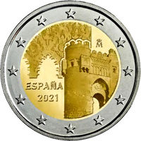 2 Евро Испания 2021 Толедо UNC из ролла