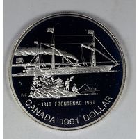 Канада 1 доллар 1991   175 лет пароходу "Фронтенак"